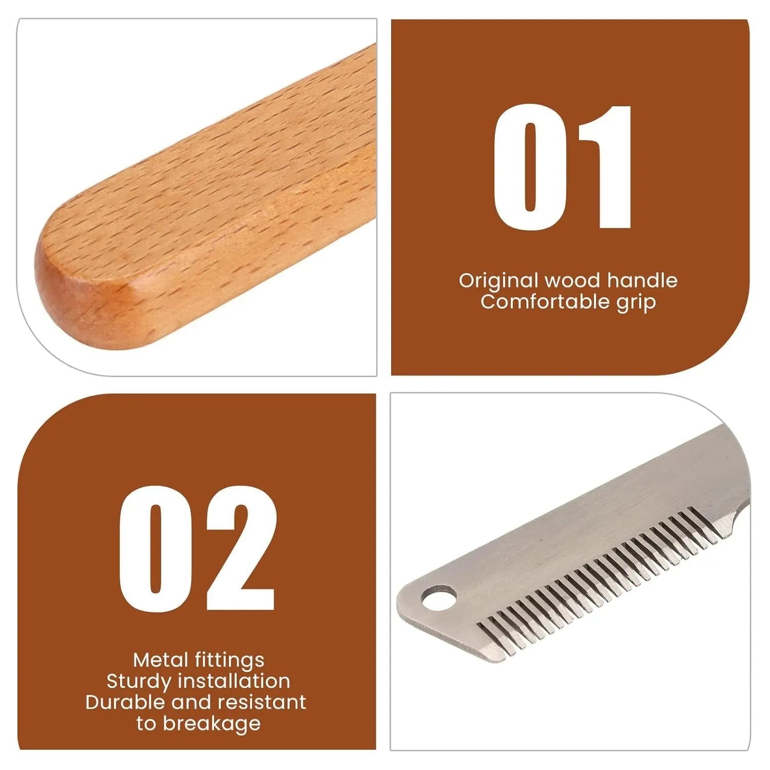 Pet stripping comb and grooming knife with wood handle for dogs and cats