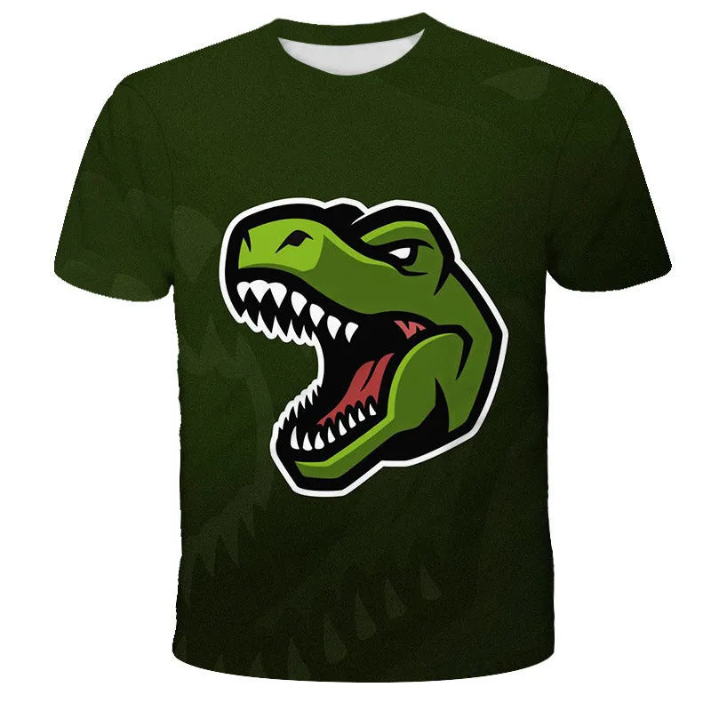 children's 3D digital print short-sleeved t-shirt round neck cartoon style polyester