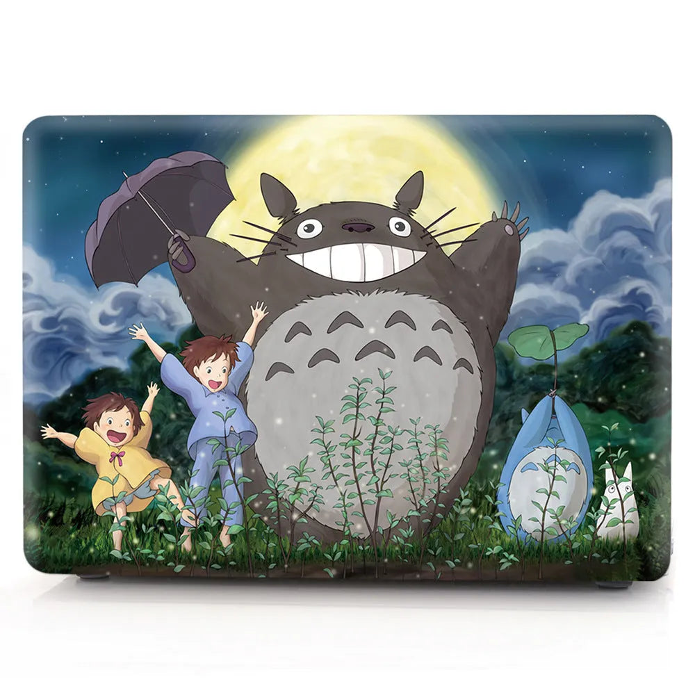 Custom printed transparent plastic protective case for MacBook with black bottom cover option