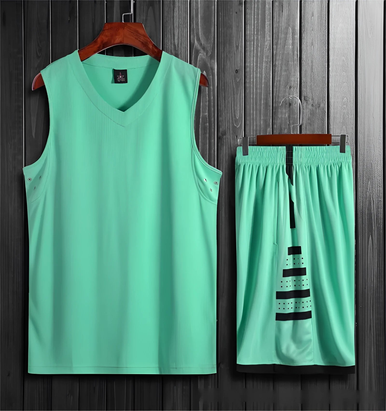 Black and white breathable sports vest and pants set for basketball and training.