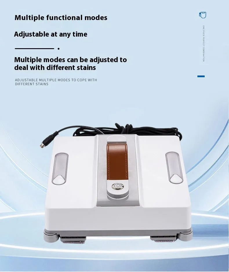 White electric window cleaning robot for high-rise automated glass washing with app control