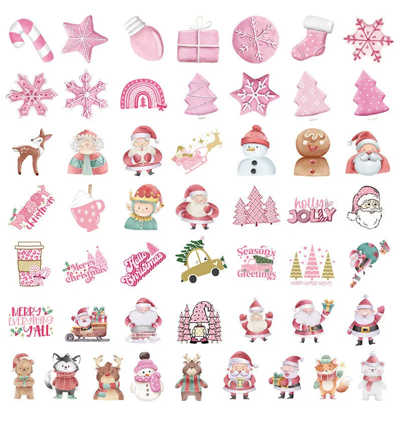 50 Christmas decoration stickers waterproof cute style for car phone laptop guitar 4-8cm