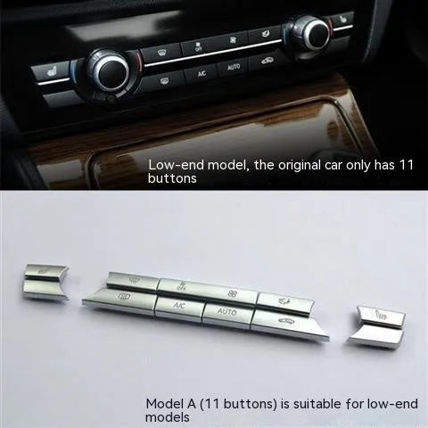 Silver car air conditioning control panel replacement buttons and CD digital button stickers set