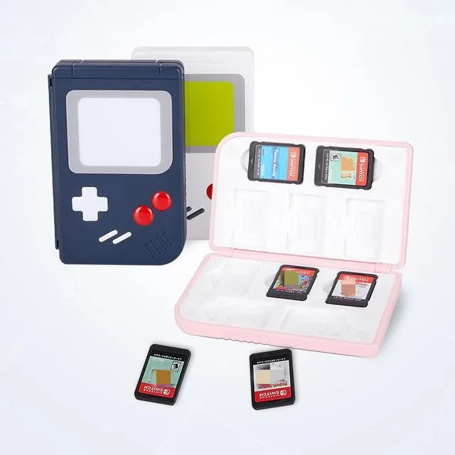 Portable Nintendo Switch game card storage box in blue, pink or white colour