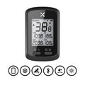 Black waterproof plastic bicycle stopwatch mounted on handlebars for cycling timing