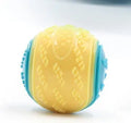 TPR rubber dog ball with molar texture, 6.5cm diameter, showing colour options including luminous variant