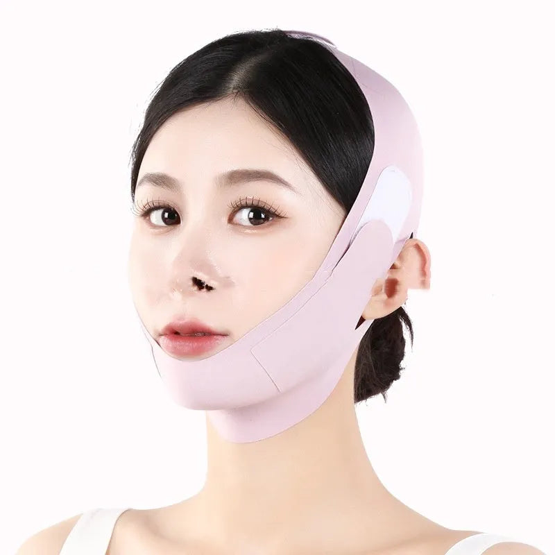 Small V face shaping mask with lifting bandage in purple or green graphene fabric