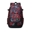 Classic red or blue nylon backpack with large main compartment for school and travel
