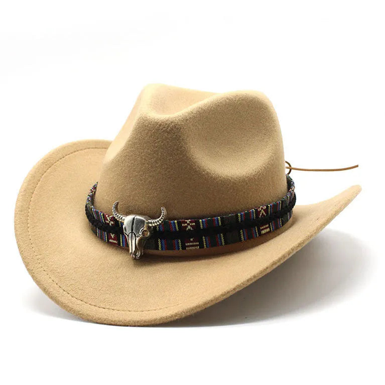 Western cowboy hat with bell crown style in polyester fabric, M size 56-58cm