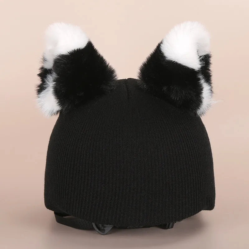 Plush fabric cartoon design helmet cover for motorcycle helmet decoration in medium size