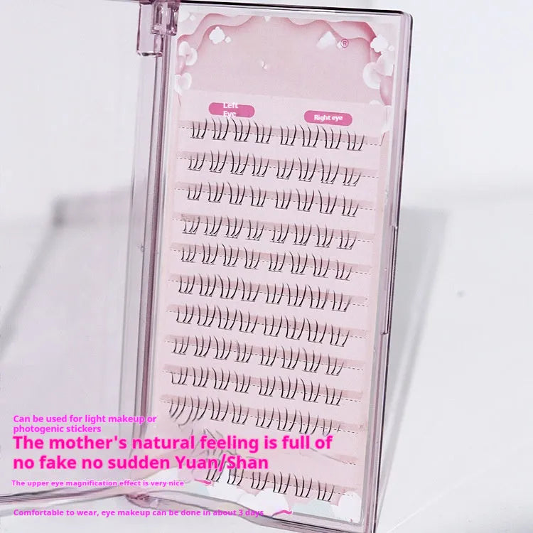 12-row strip of false eyelashes in a natural long, pointed tail style measuring 4-5-6mm.