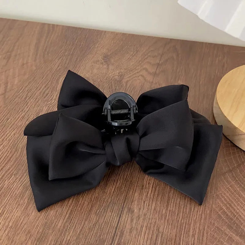 XL cloth bow hair claw clip in plain colour – Japanese Korean fresh sweet style