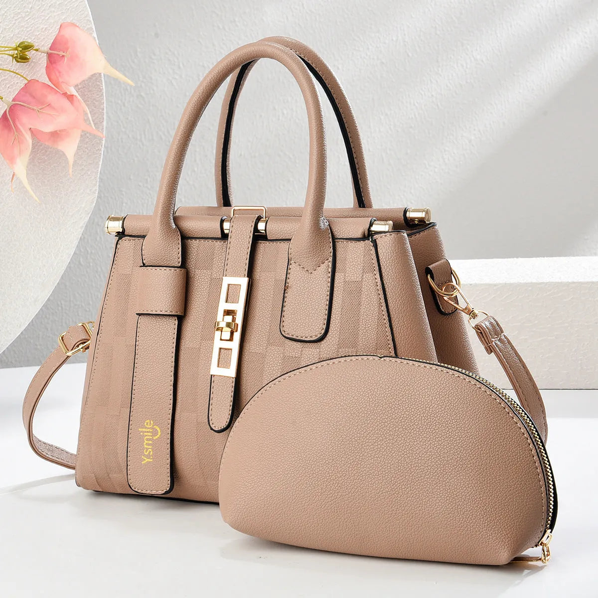 PU leather crossbody handbag with round suitcase shape in multiple colour options