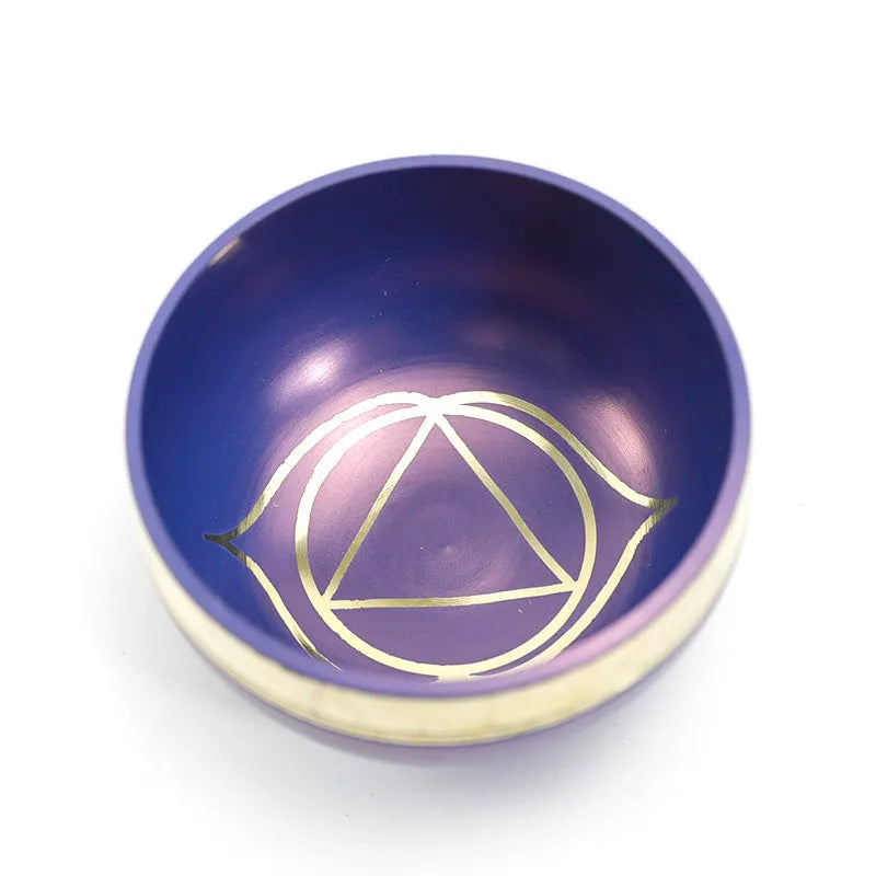 Handmade 7.8cm diameter alloy Himalaya bowl in seven colours for meditation and percussion