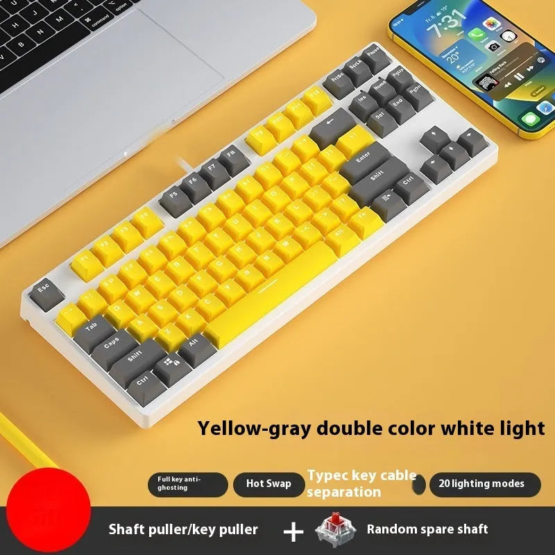 87-key tenkeyless mechanical keyboard in a dual-colour keycap design with metal frame