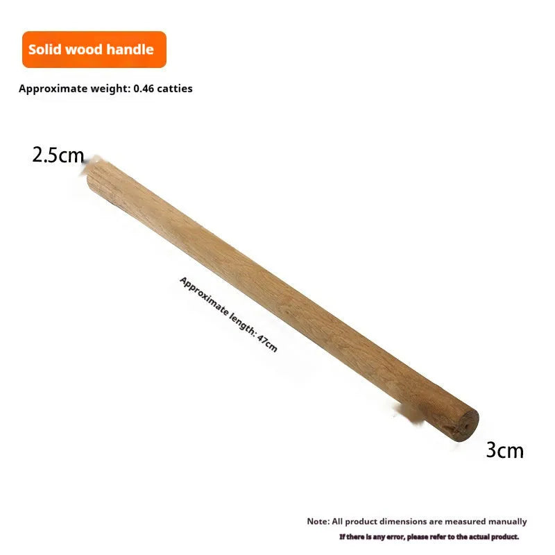 A single locust wood replacement axe handle with a square profile, shown alongside length measurement options.