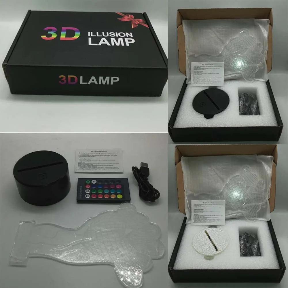 3D rose flower shaped night light with remote control on a table.