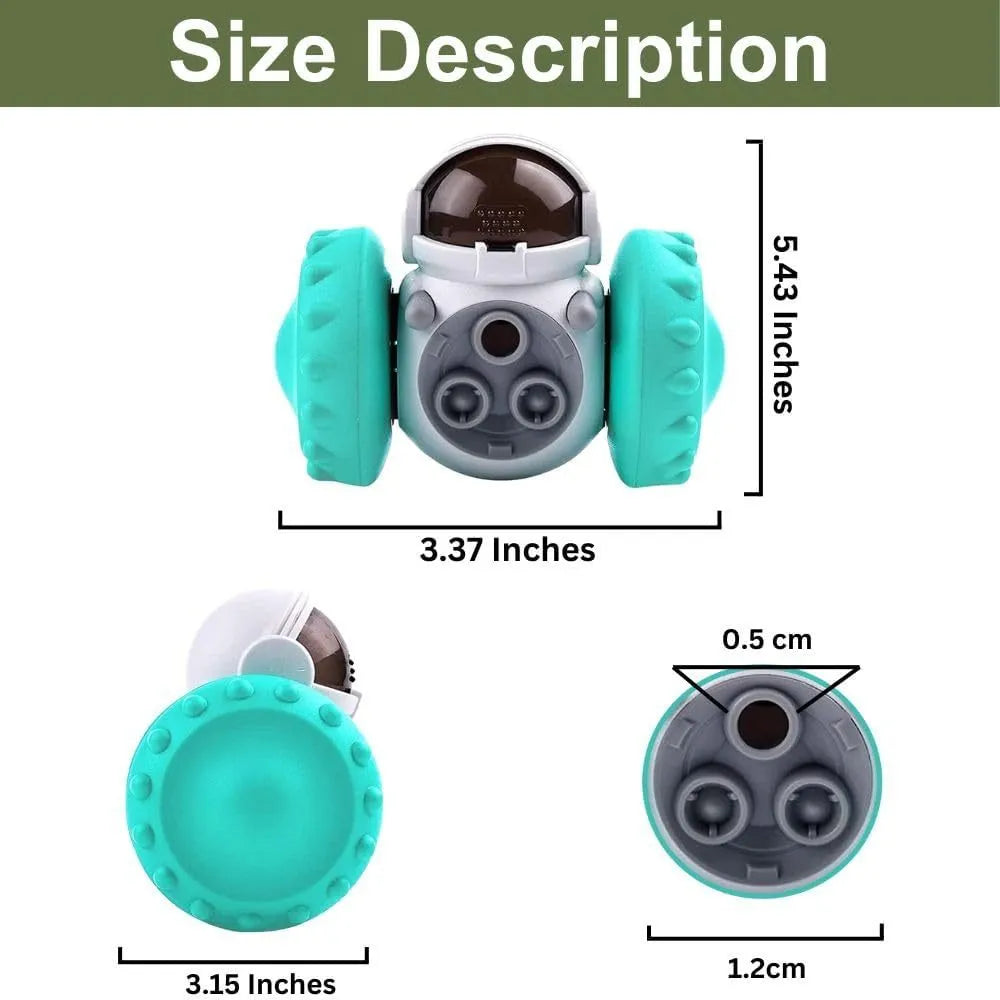 Robot design tumbler treat dispenser toy for small dogs and cats on floor