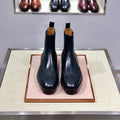 Leather high-top business casual shoes in black and black-orange styles