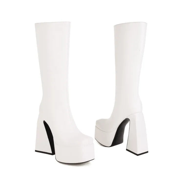 Women's fashion ankle boots in black, red, blue, and white colours with artificial PU upper