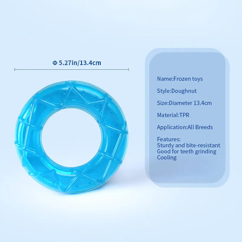Dog cooling popsicle toy set with water-filled ice sticks including pacifier, popsicle and ring designs