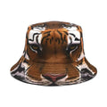 Tiger pattern bucket hat in khaki or black colour with dome crown, M size fits 56-58cm