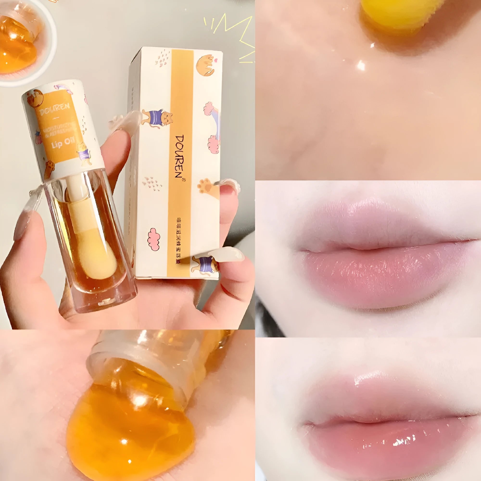 Moisturising honey lip gloss base with transparent custard and jelly options for universal skin type