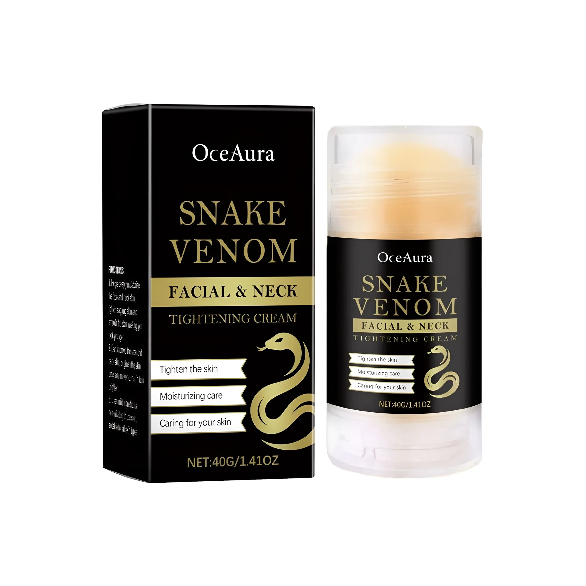 40g white nursing stick of face firming cream with snake venom peptide and vitamins.
