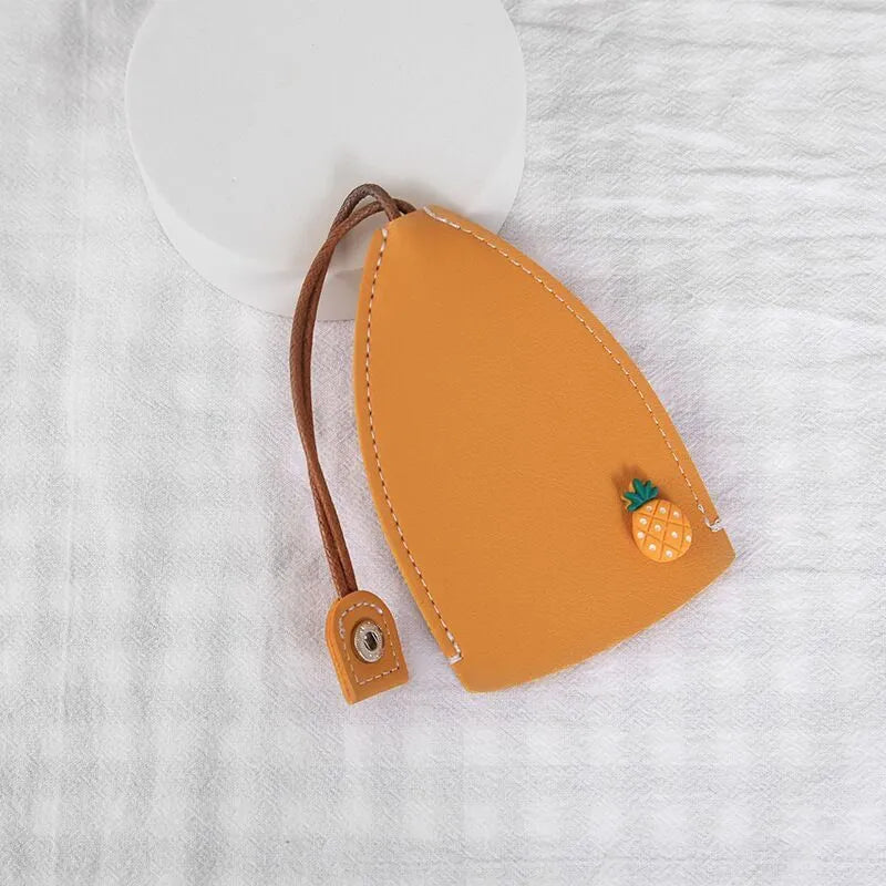 Cartoon design pull-out car key case in PU leather with removable decorative cover