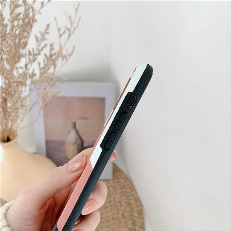 Graffiti silica gel back cover phone case for iPhone 11, Japanese Korean style, frame colour matching