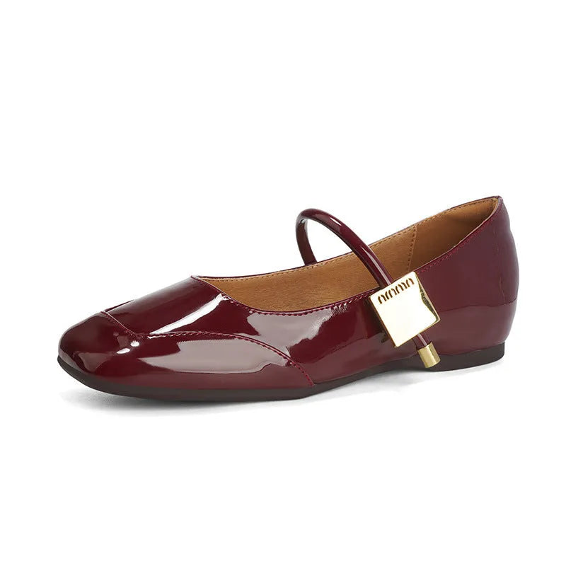 Women's Mary Jane shallow mouth pumps with height increasing insole in black satin, square toe