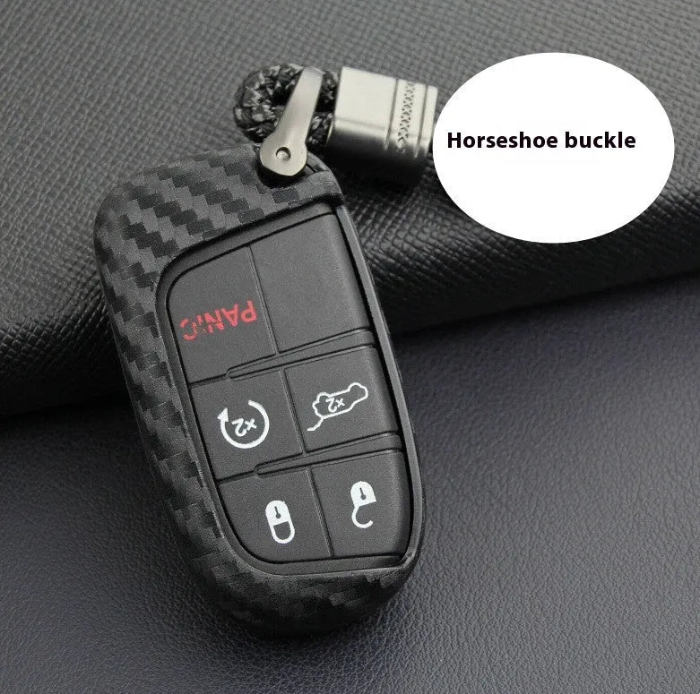 Carbon fibre silicone car key case for Dodge Chrysler Fiat remote key protection