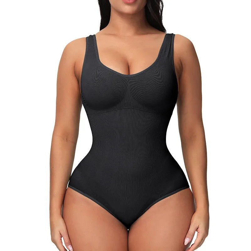 Nylon seamless women's bodysuit for waist support and shaping in various colours.
