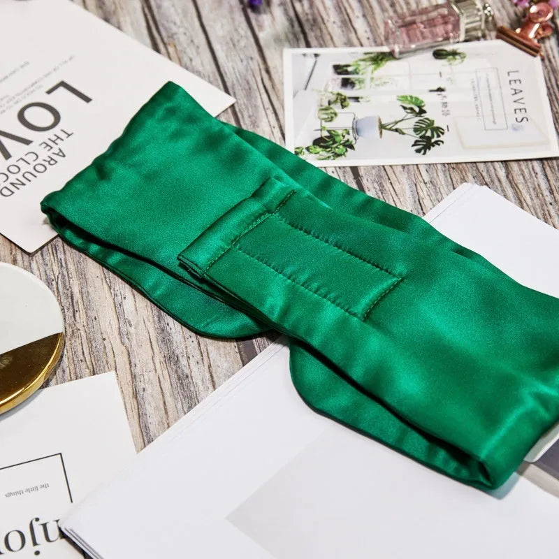 Mulberry silk sleep eye mask shown in multiple colour options on neutral background