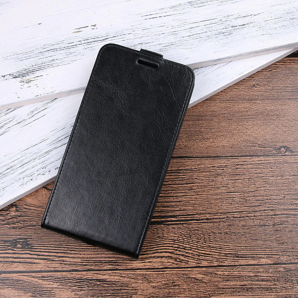 Huawei Honor 7X leather wallet phone case in crazy horse pattern showing card slots and TPU bumper.