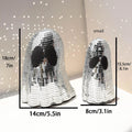 Silver glass ghost mosaic Halloween desktop decoration showing detailed inlay surface work