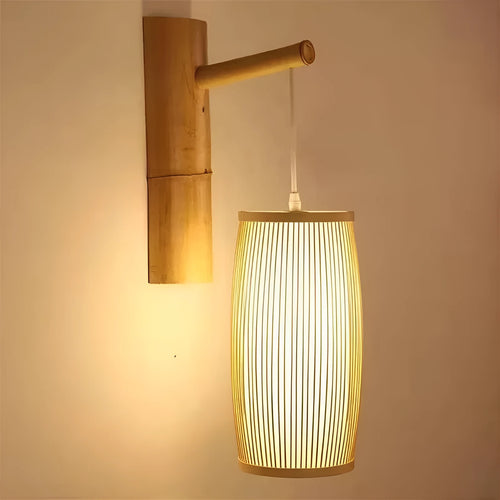 Natural bamboo plait decoration lamp with E27 holder for hallway and staircase lighting