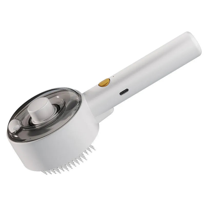 Ceramic white pet grooming brush with spray mist function and blue UV light for dogs and cats