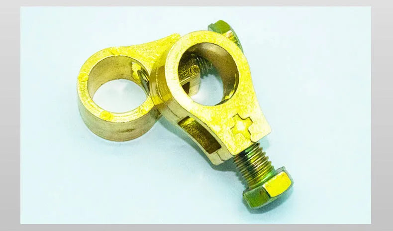 Pure copper battery clamp for 0-gauge automotive battery connections