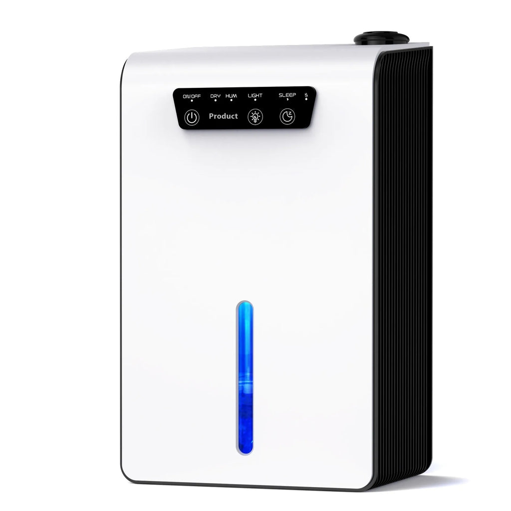 Milky white plastic household dehumidifier for bedrooms and small spaces up to 20 square metres