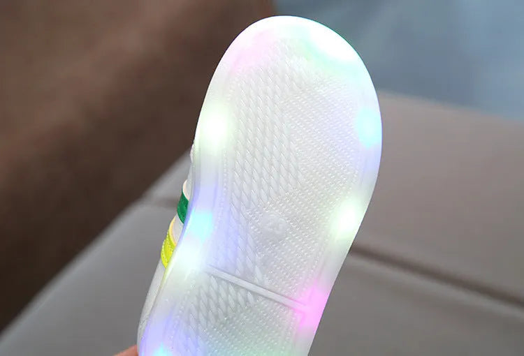 Kimmy White LED sneakers for children in black with artificial PU upper and rubber sole