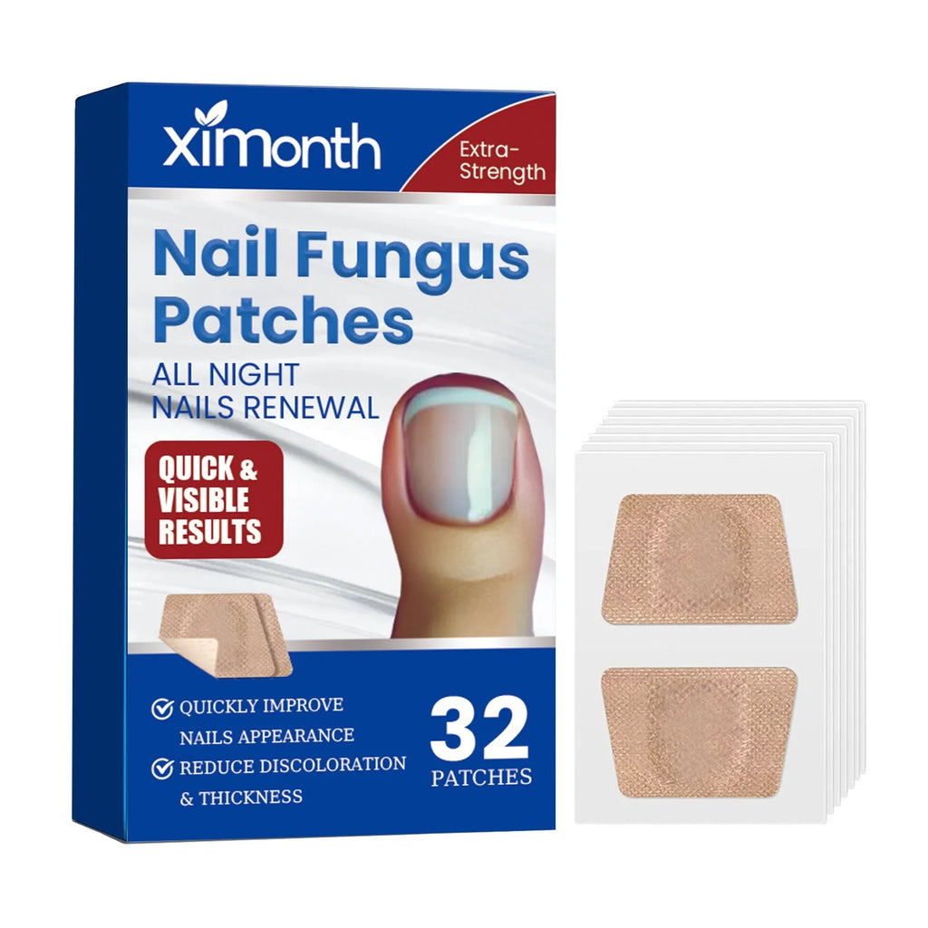 Box of 32 nail nursing adhesive bandage repair patches for damaged nails.