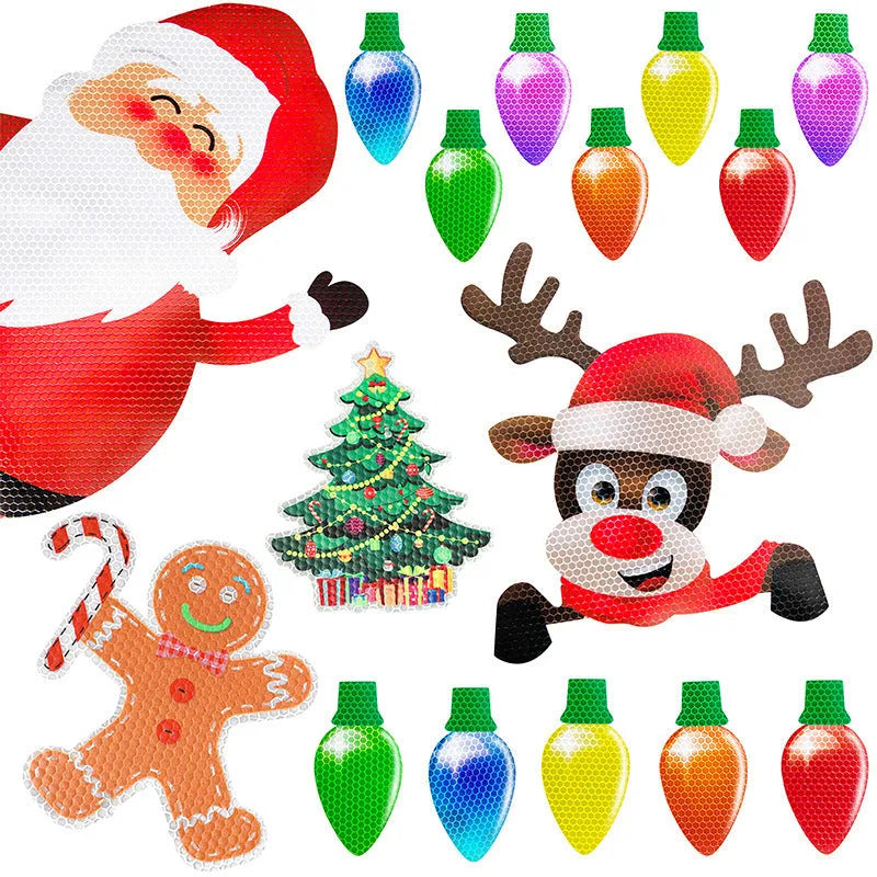Christmas magnetic light bulb reflective set with 24 bulbs and 12 wires for car and refrigerator decoration