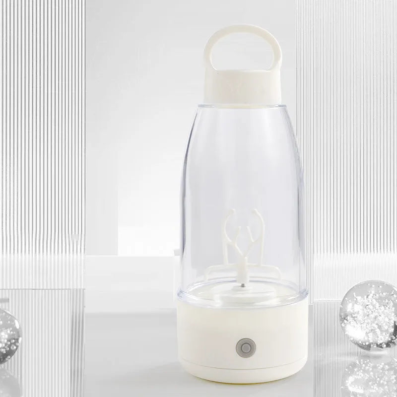 Automatic electric shaker bottle with USB charging port and handle in green colour