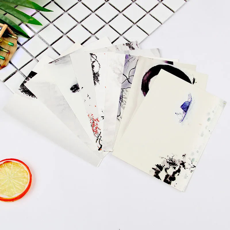 Nine postcards with retro Paris tower historic site style and Japanese minimalist cartoon designs