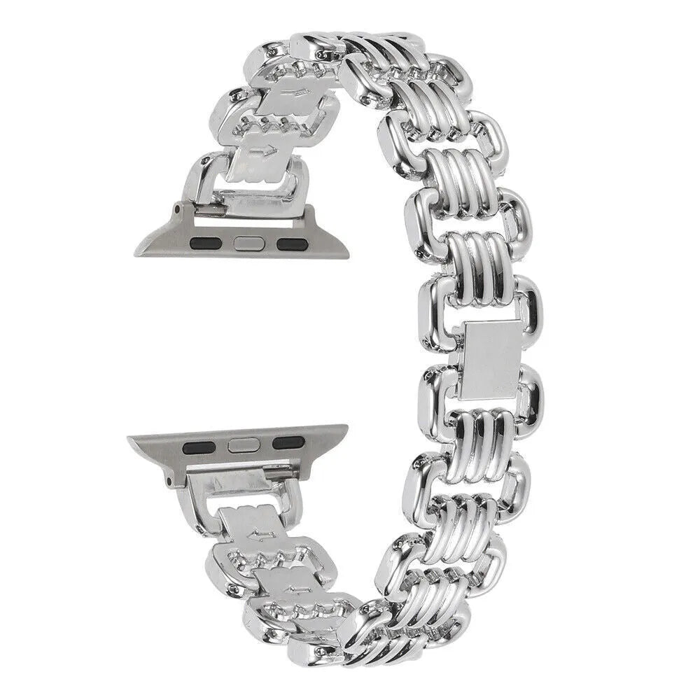 Alloy metal bracelet for Apple Watch in silver, black, gold, rose gold, and Starlight colours