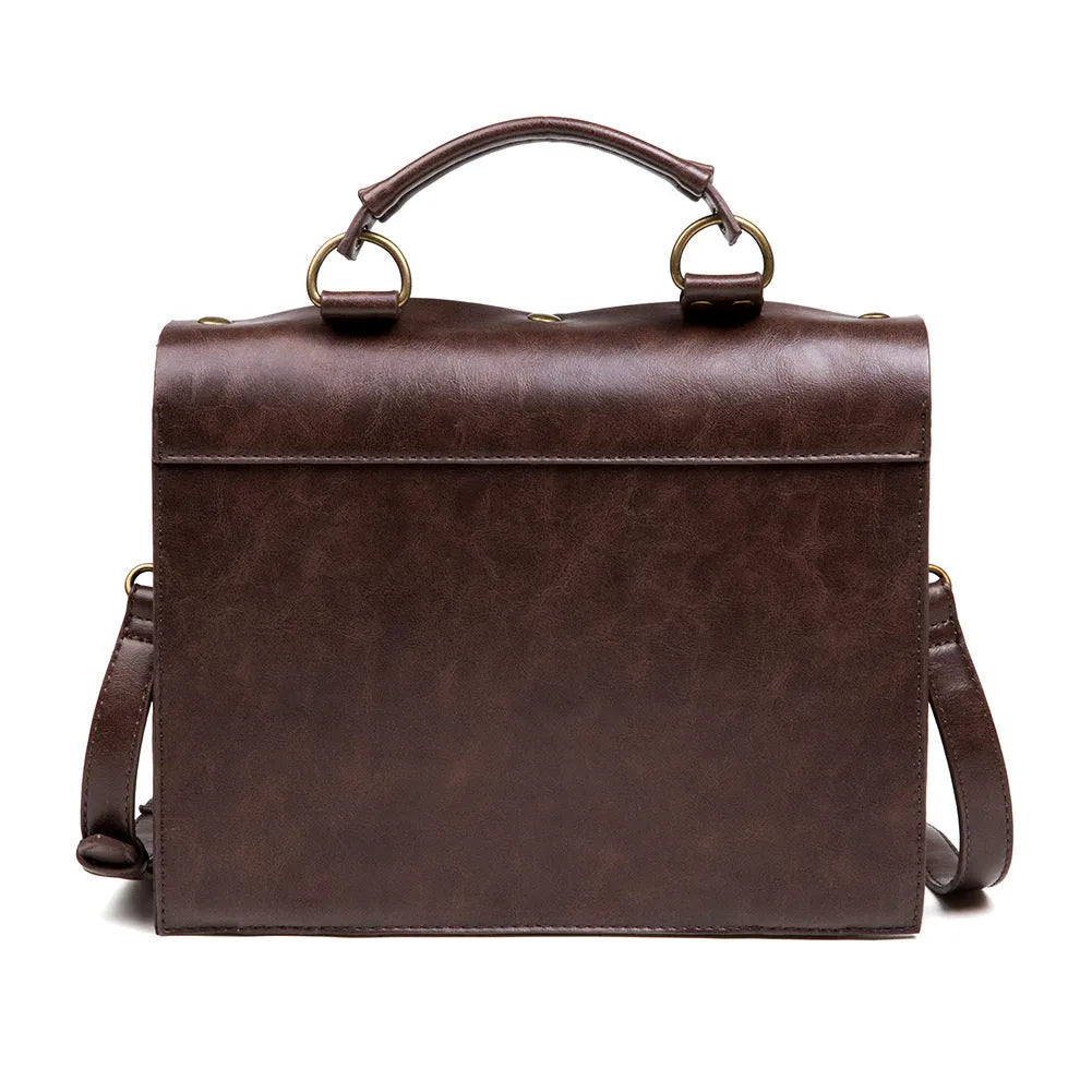 Bronze steampunk industrial retro style shoulder bag with metal hardware
