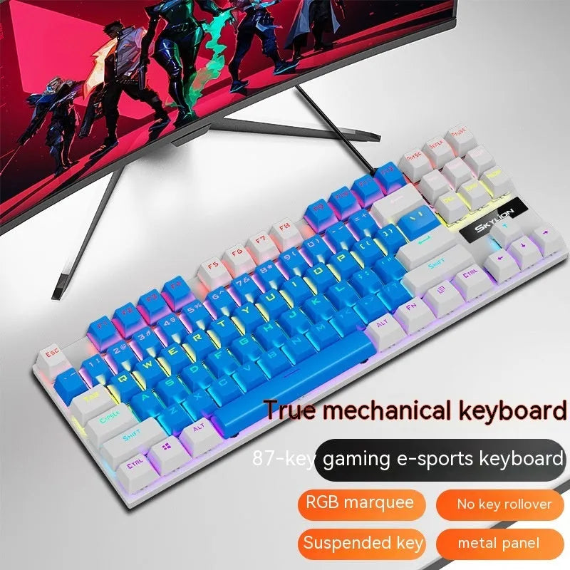 K87 mechanical keyboard in selected colour with green or red switches and metal case