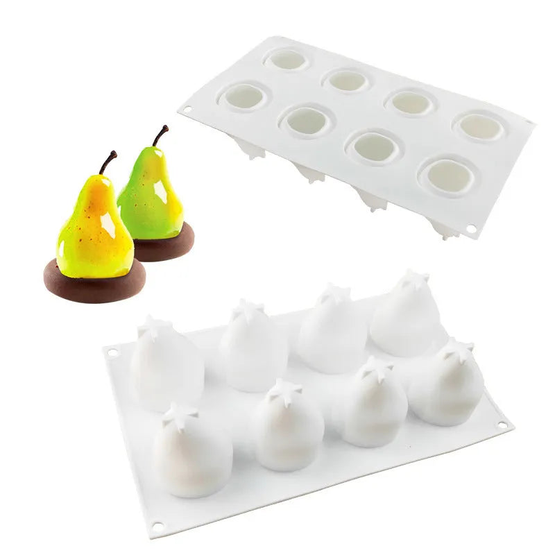 Six-cavity silicone baking mould with pineapple and pine cone fruit patterns for mousse desserts