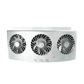USB car ventilation fan in black or white colours with ABS plastic construction